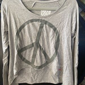 Peace Love World Gray Peace Sign Women's Top